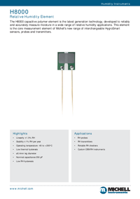 Thumbnail of document Data Sheet - H8000 Relative Humidty Element